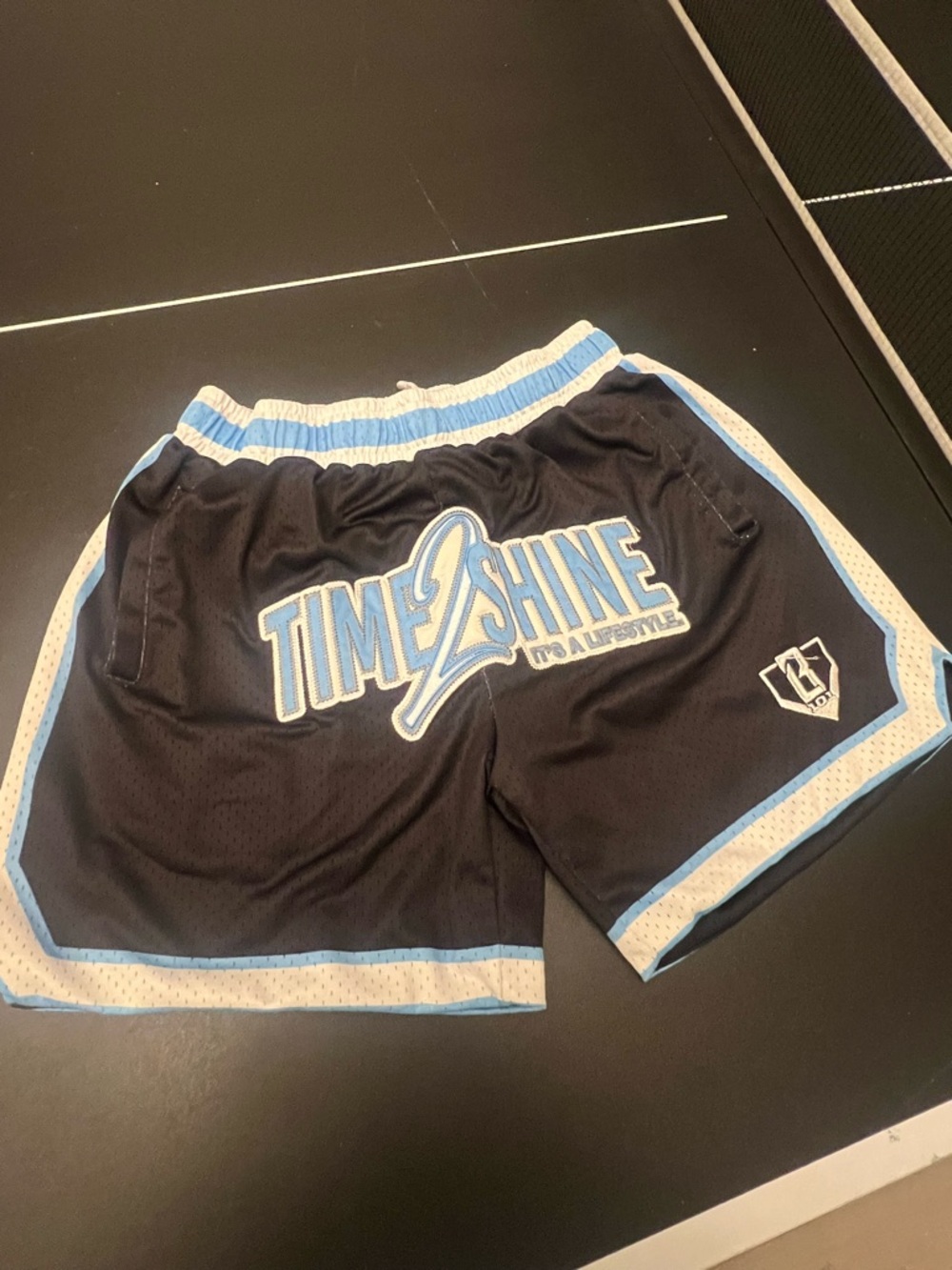 Baseball Lifestyle 101 Max Clark Time2Shine Shorts in Black and Light Blue